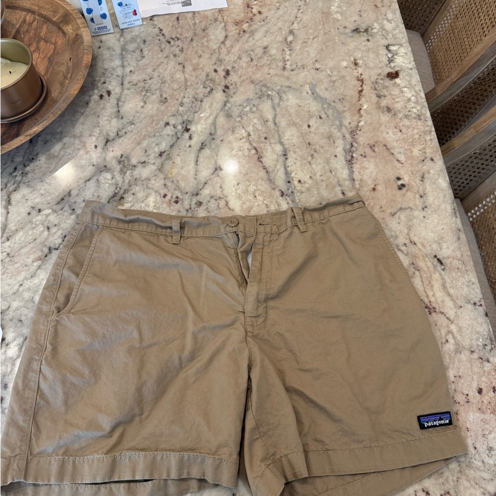Patagonia Tan Flat Front Outdoor Shorts